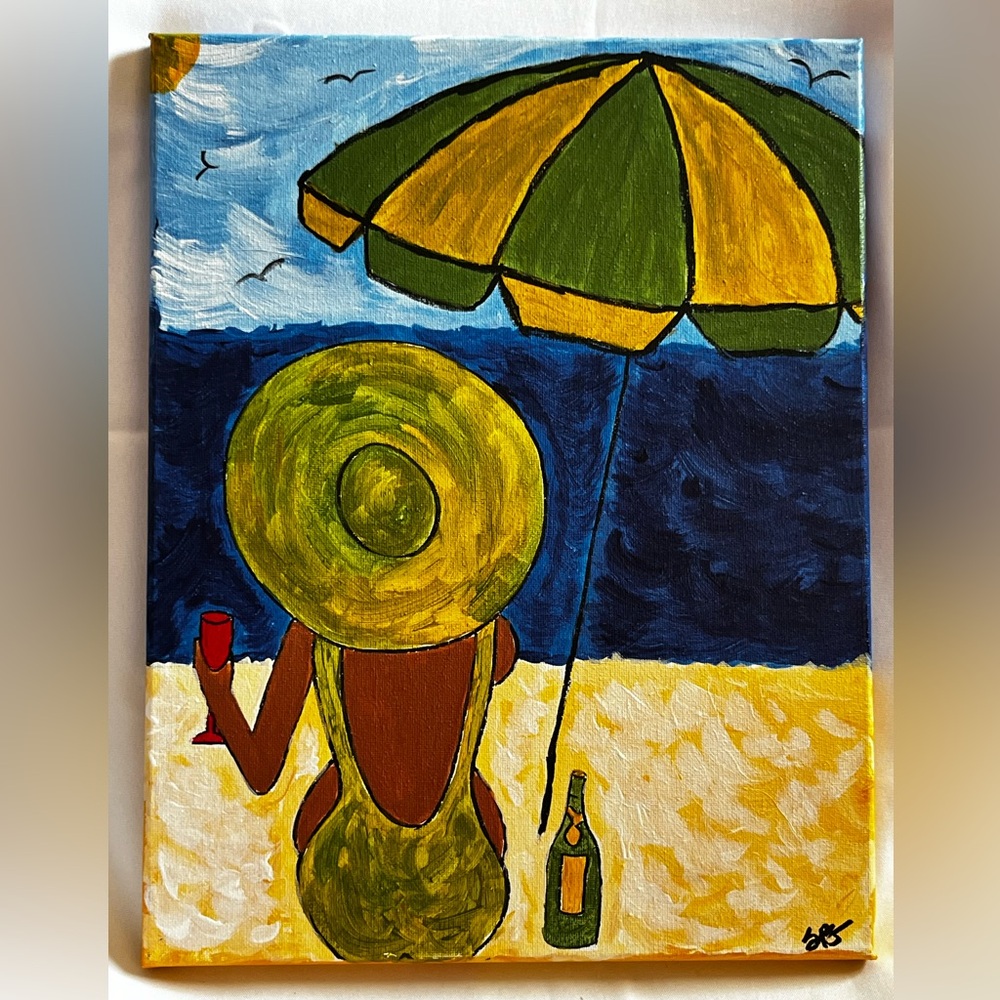 “At the Beach”, Hand Painted Wall Art.